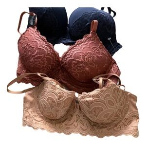 Elegant Black and Brown Lace Bras‎ with Underwire Support
